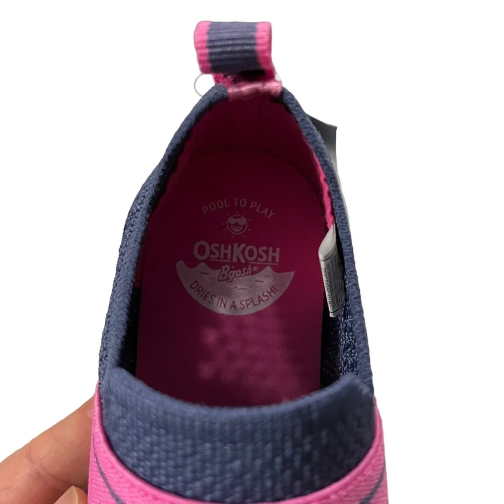 OshKosh Toddler Girls Slip on Knit Sneaker Size 9‎ Navy Blue-Pink Lightweight